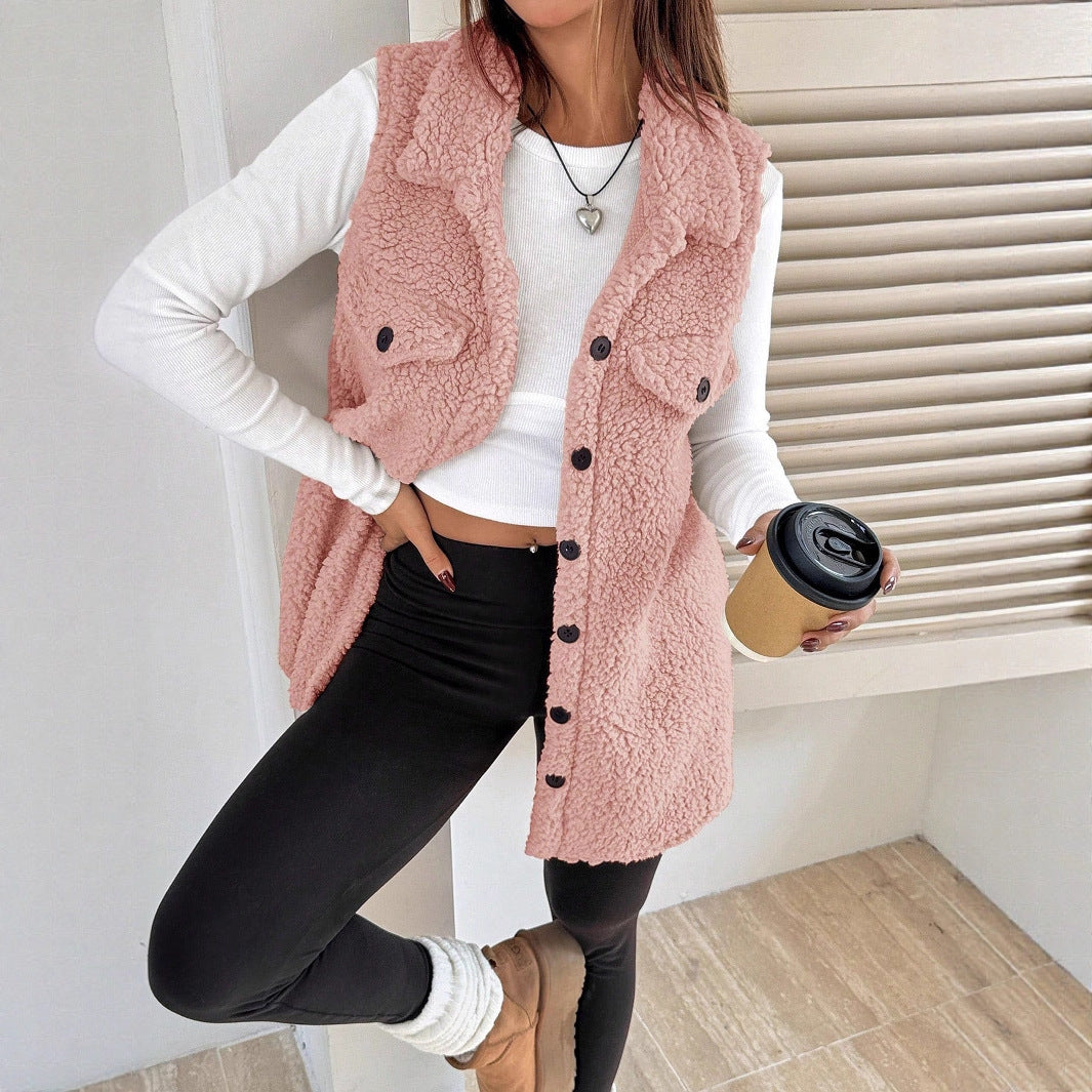 Damen Teddy-väst med fickor Mirla-Eva Jonsson