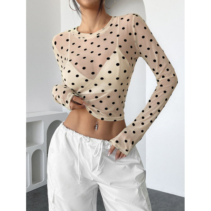 Damen Transparent Långärmad Blus med Prickar Mirla-Eva Jonsson