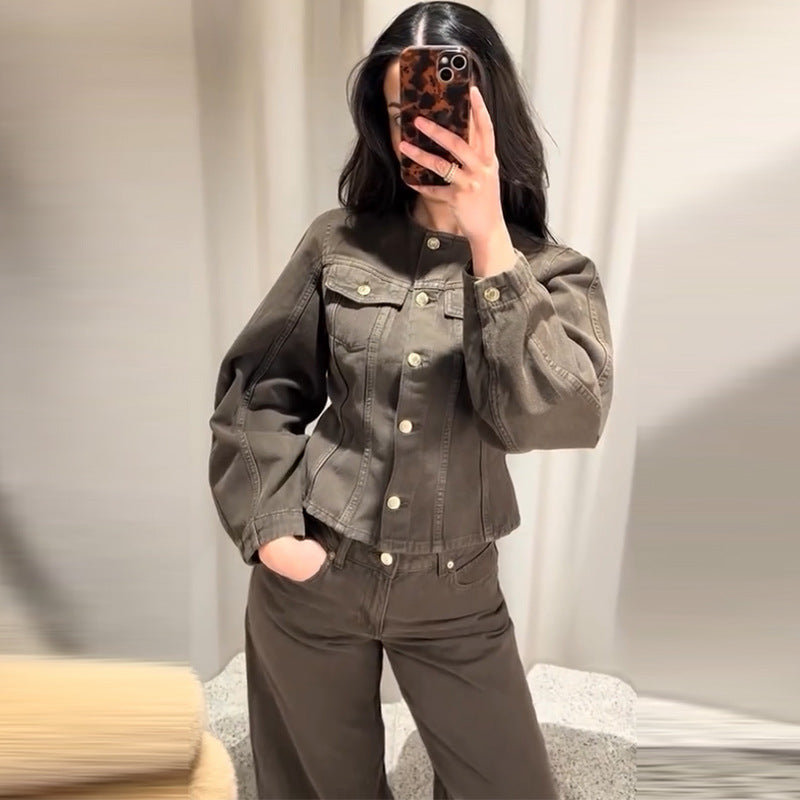Damen Trendiga bomullsjacka i vintage-stil med praktiska fickor Mirla-Eva Jonsson