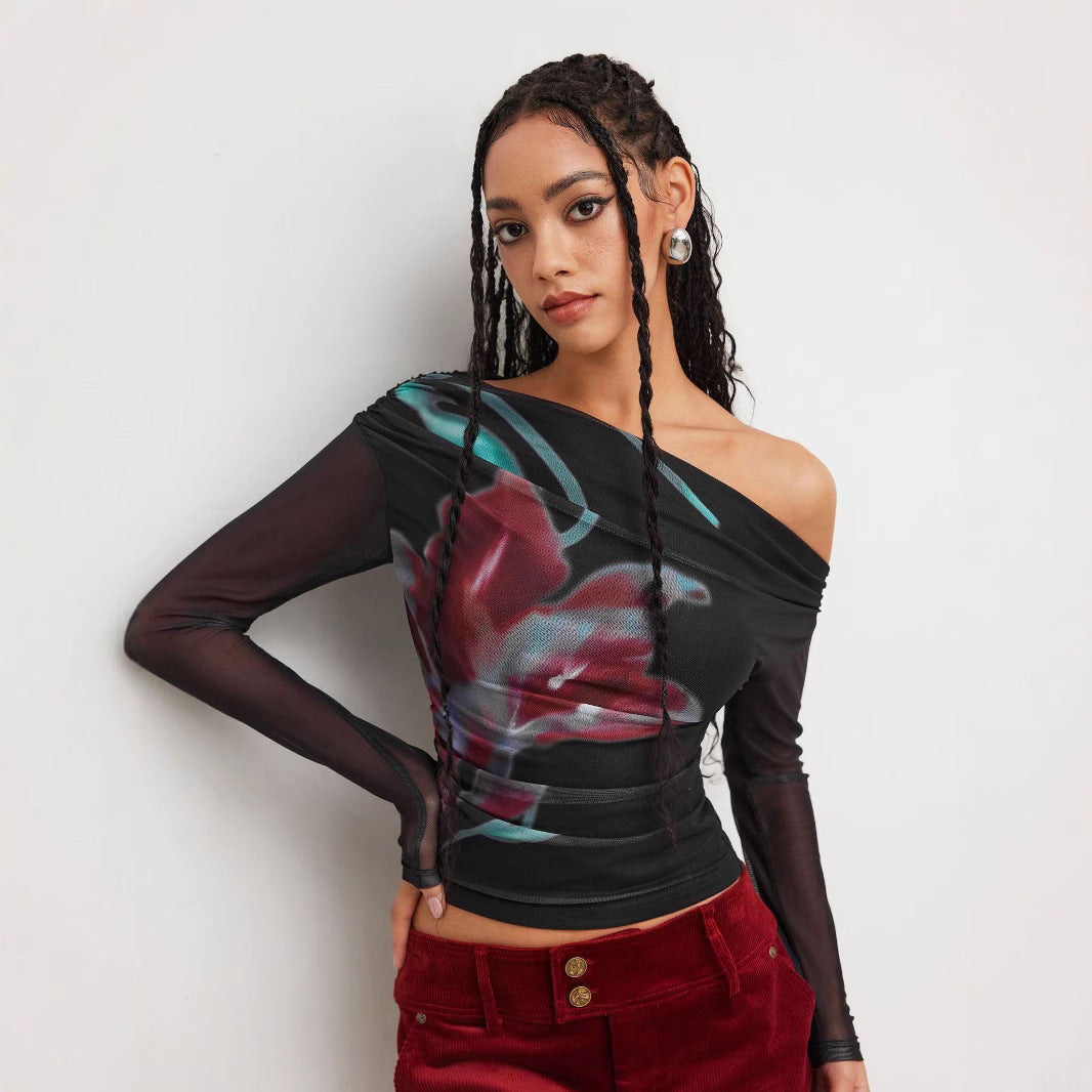 Damen Trendy Shirt med transparenta ärmar Mirla-Eva Jonsson