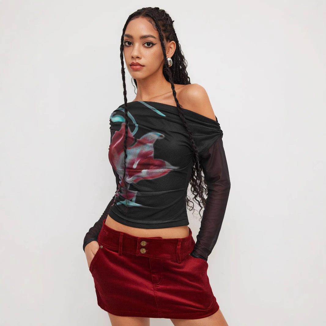 Damen Trendy Shirt med transparenta ärmar Mirla-Eva Jonsson