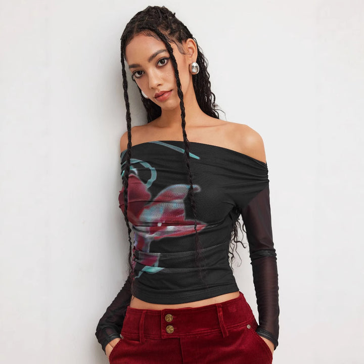 Damen Trendy Shirt med transparenta ärmar Mirla-Eva Jonsson