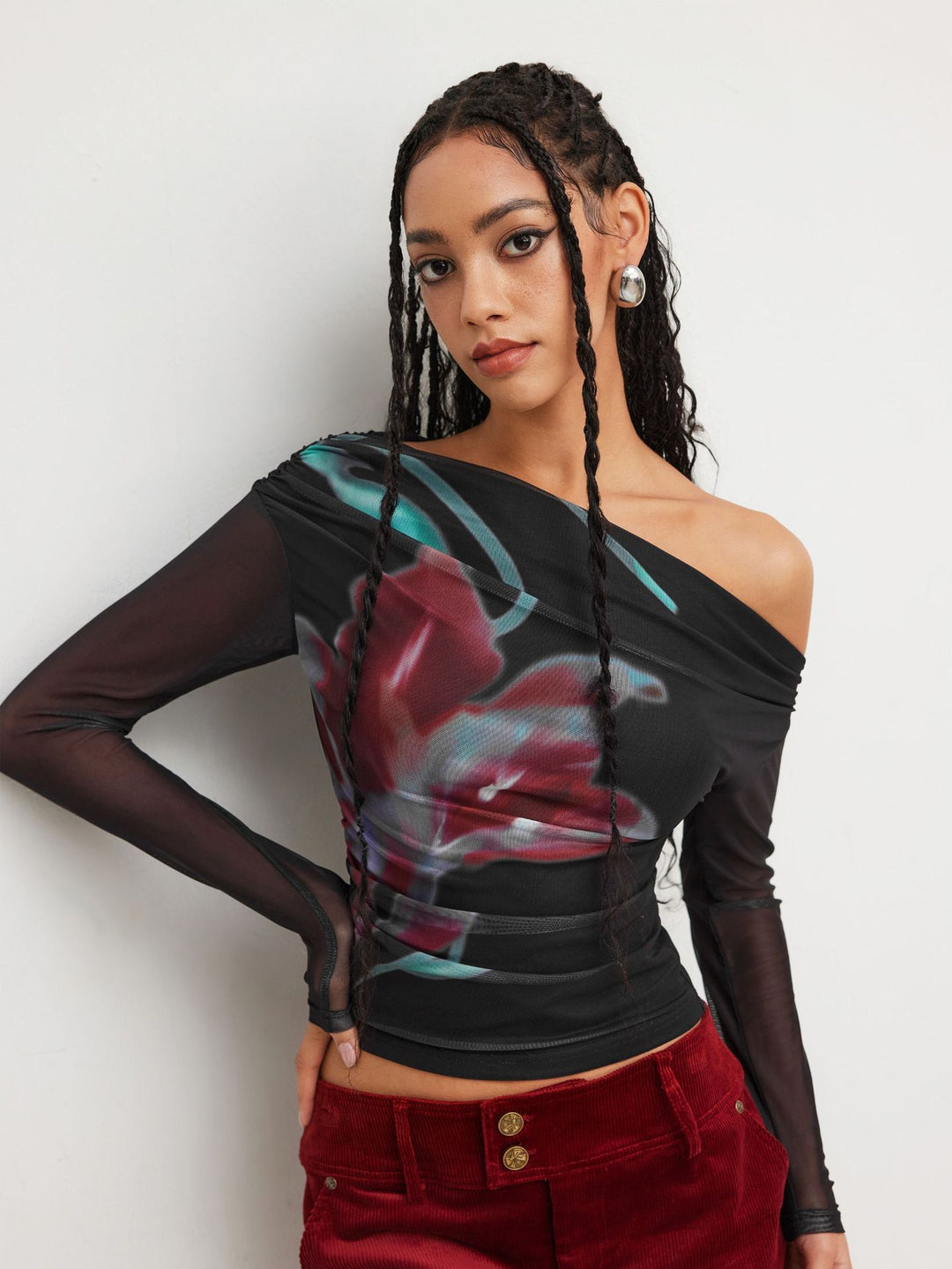 Damen Trendy Shirt med transparenta ärmar Mirla-Eva Jonsson