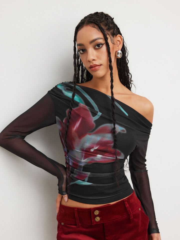 Damen Trendy Shirt med transparenta ärmar Mirla-Eva Jonsson