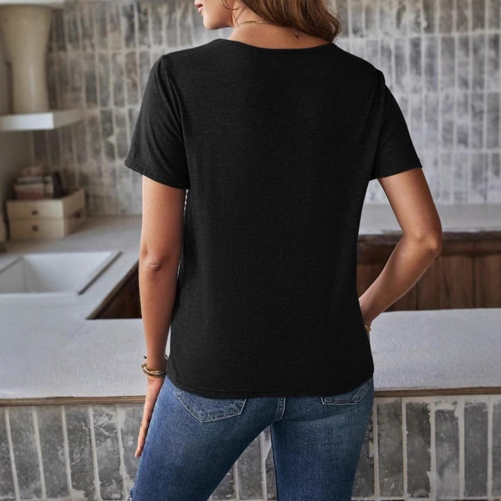 Damen Trendy T-shirt med randigt mönster och läderväska Mirla-Eva Jonsson
