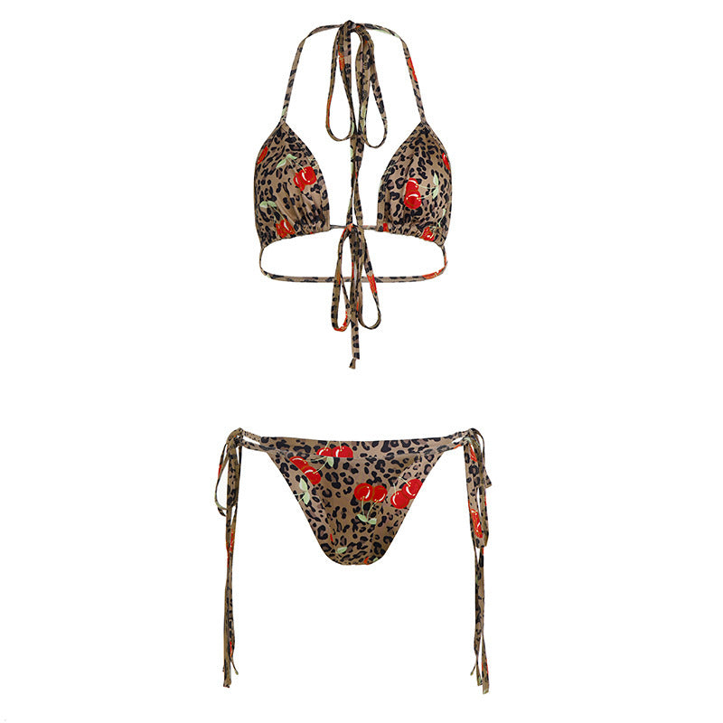 Damen Triangel-Bikini-Set med blommiga accenter och djurmönster Mirla-Eva Jonsson