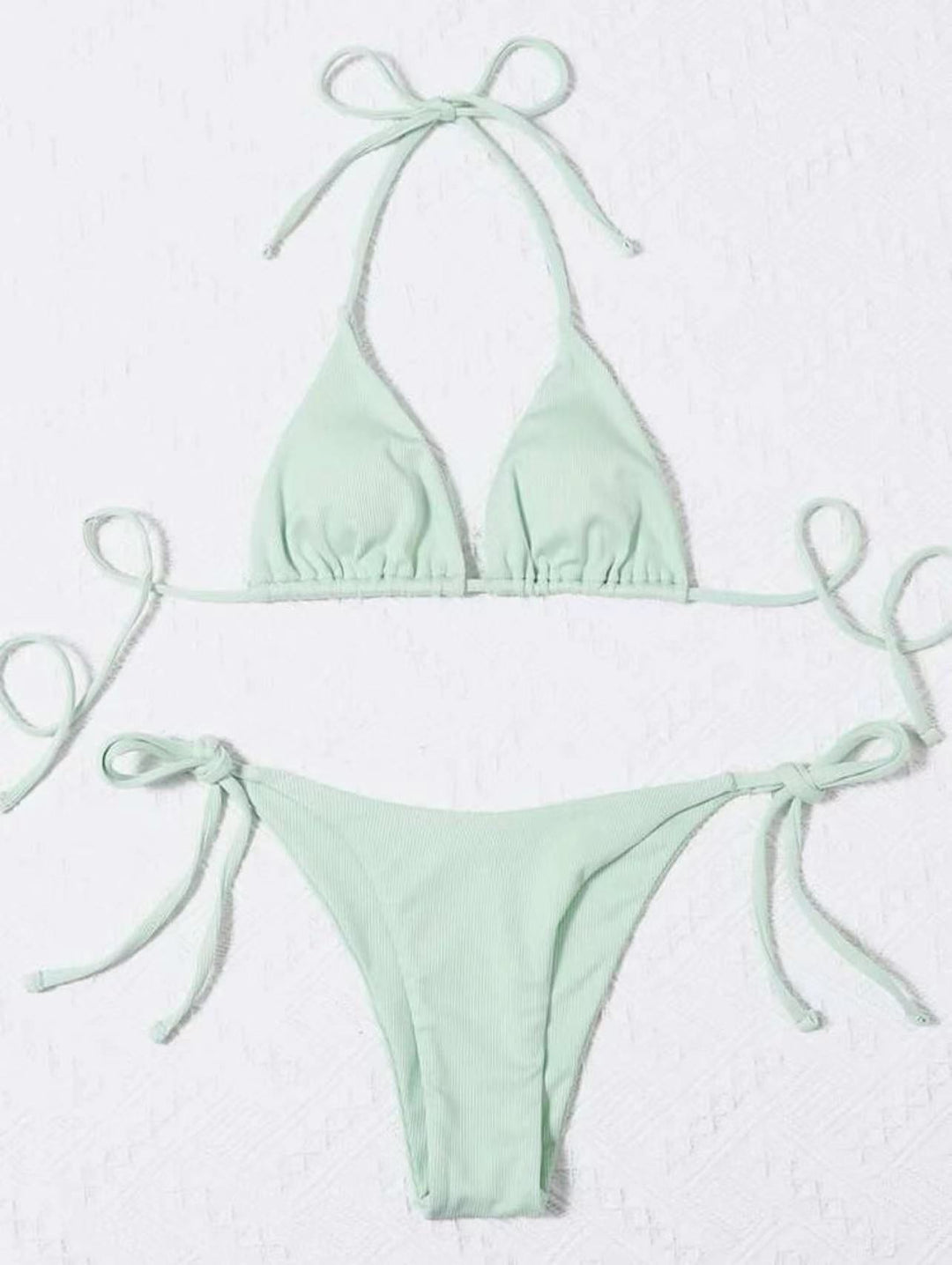 Damen Triangel-Bikini-Set med justerbara bindband och ribbat design Mirla-Eva Jonsson