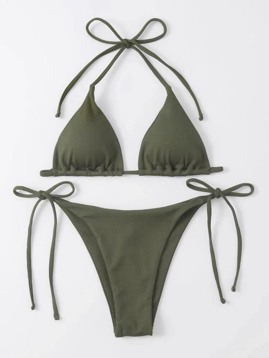 Damen Triangel-Bikini-Set med justerbara bindband och ribbat design Mirla-Eva Jonsson
