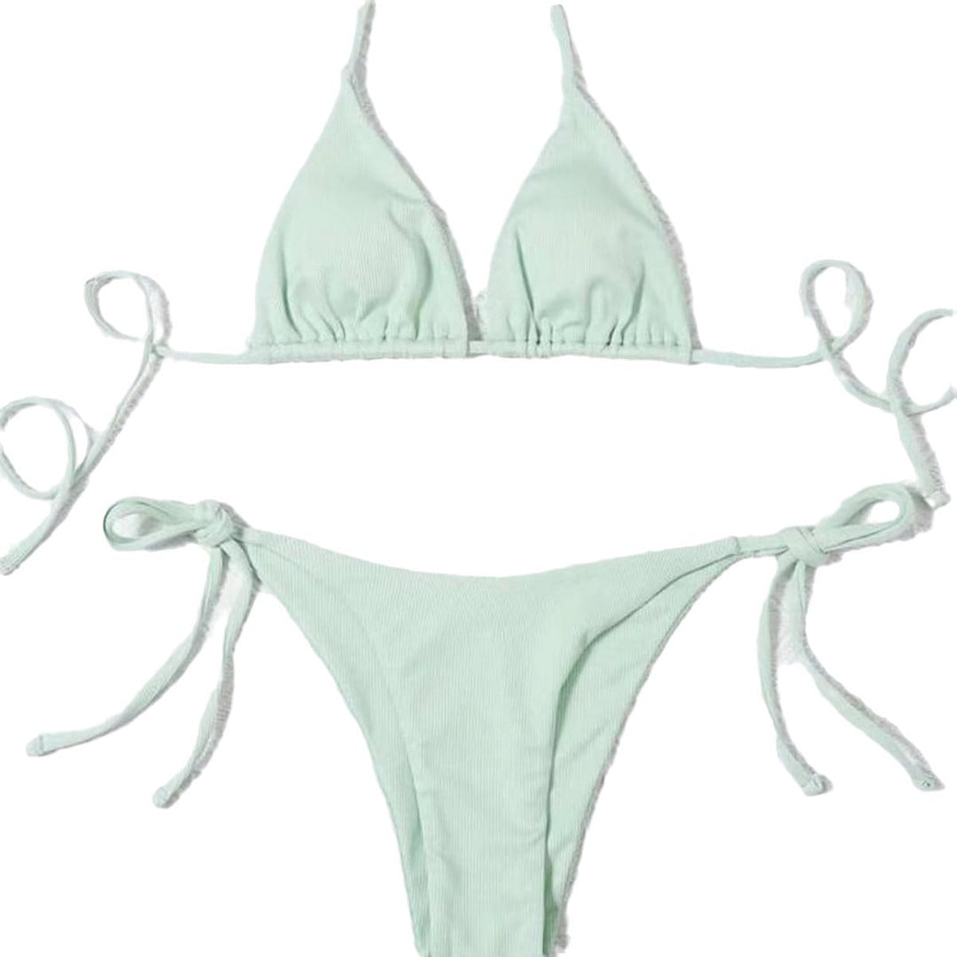 Damen Triangel-Bikini-Set med justerbara bindband och ribbat design Mirla-Eva Jonsson