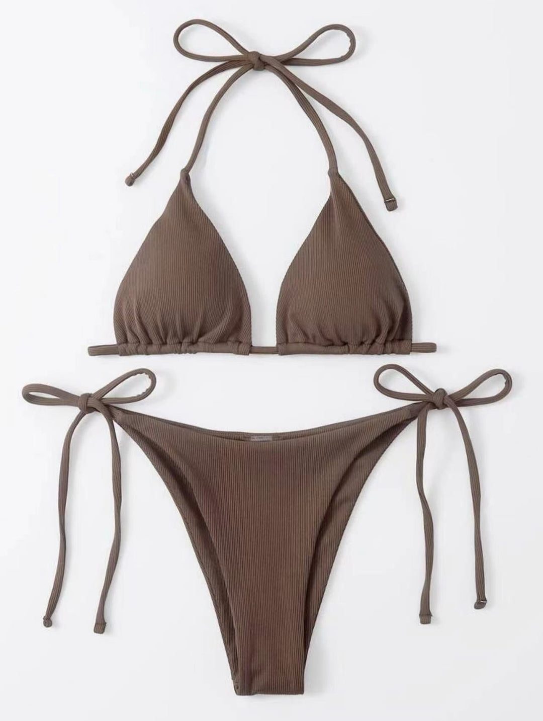 Damen Triangel-Bikini-Set med justerbara bindband och ribbat design Mirla-Eva Jonsson