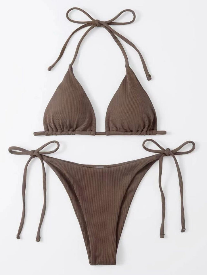 Damen Triangel-Bikini-Set med justerbara bindband och ribbat design Mirla-Eva Jonsson