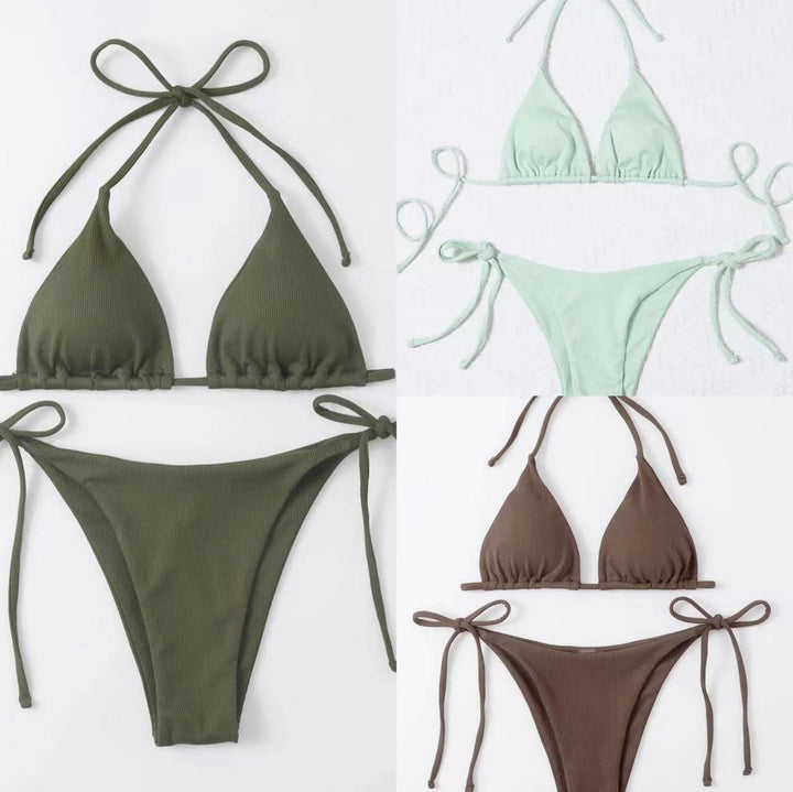 Damen Triangel-Bikini-Set med justerbara bindband och ribbat design Mirla-Eva Jonsson