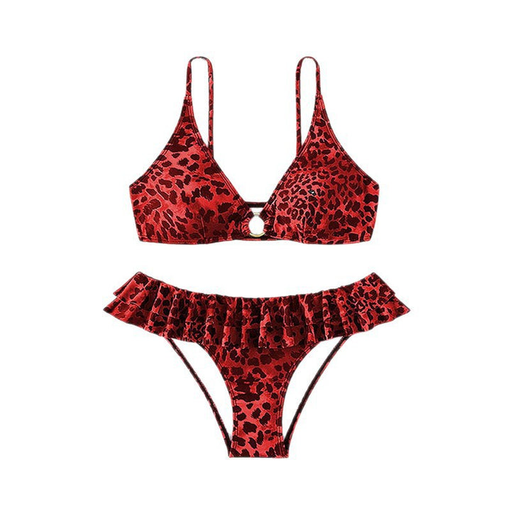 Damen Triangel-Bikini med voluminösa volanger och elegant guldaccent Mirla-Eva Jonsson