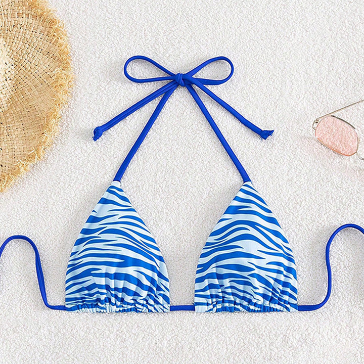 Damen Triangel-Bikini mit verstellbaren Trägern und einzigartigem Wellenmuster Mirla-Eva Jonsson