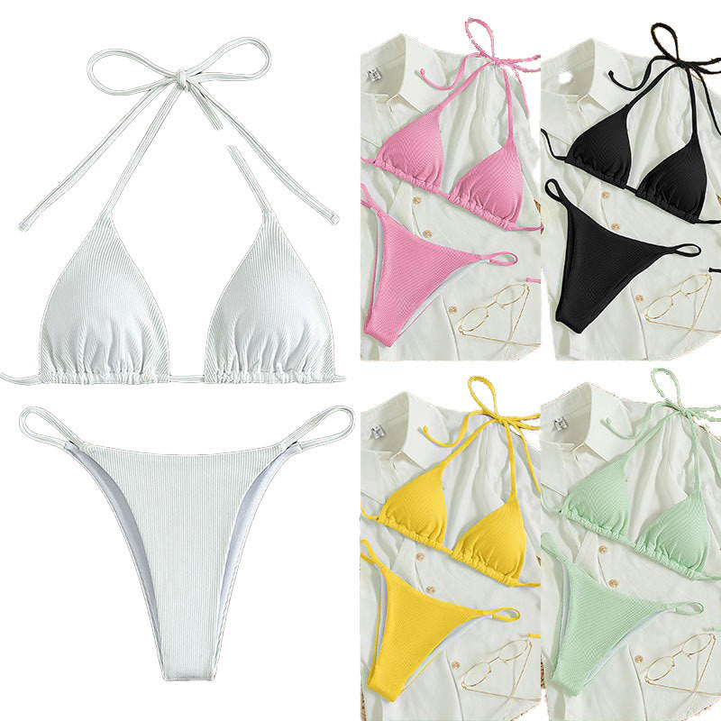 Damen Triangelbikini med justerbara band och räfflad textur Mirla-Eva Jonsson