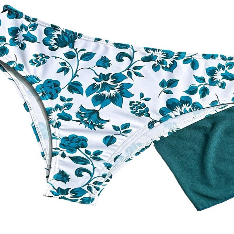 Damen Triangle Bikini Set med blommönster och matchande omslagskjol Mirla-Eva Jonsson