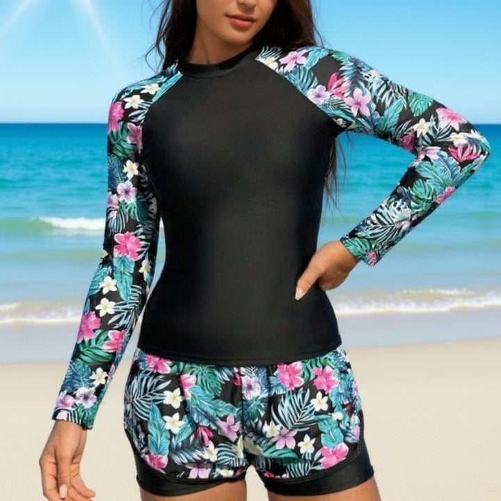 Damen UV-skydd surfdräkt med blommigt mönster Mirla-Eva Jonsson