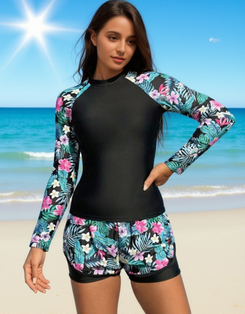 Damen UV-skydd surfdräkt med blommigt mönster Mirla-Eva Jonsson