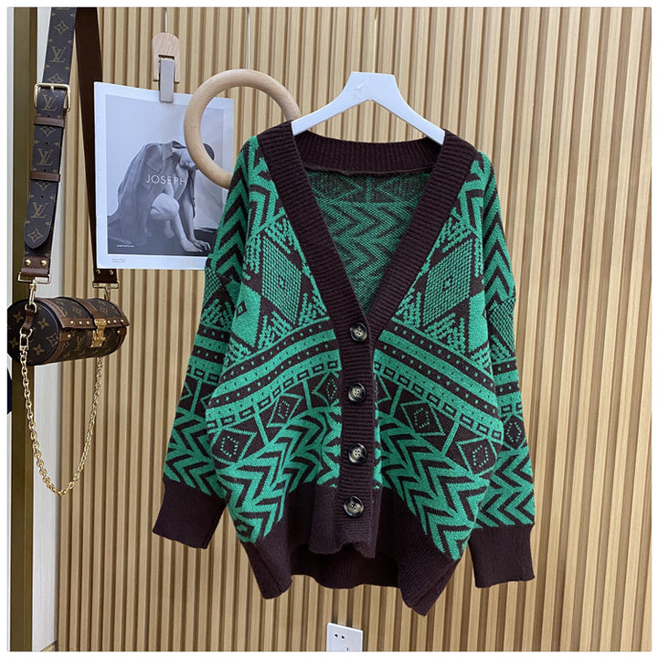 Damen Übergroße Strickjacke mit geometrischem Muster Mirla-Eva Jonsson