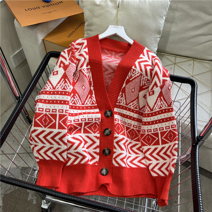 Damen Übergroße Strickjacke mit geometrischem Muster Mirla-Eva Jonsson