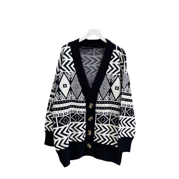 Damen Übergroße Strickjacke mit geometrischem Muster Mirla-Eva Jonsson