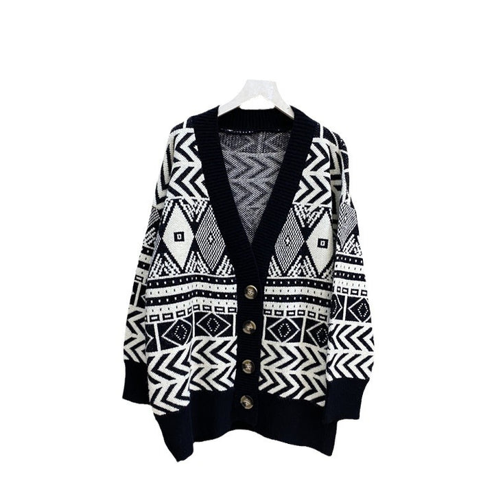 Damen Übergroße Strickjacke mit geometrischem Muster Mirla-Eva Jonsson