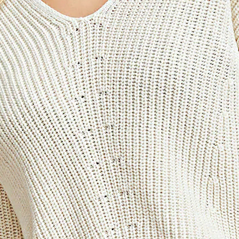 Damen V-Ausschnitt Strickpullover mit lockerer Passform und feinem Netzdesign Mirla-Eva Jonsson
