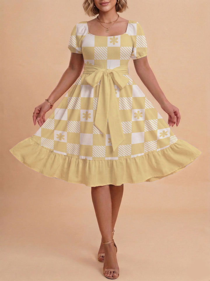 Damen Verspieltes Maxikleid mit Bärenmuster und taillierbarem Band Mirla-Eva Jonsson