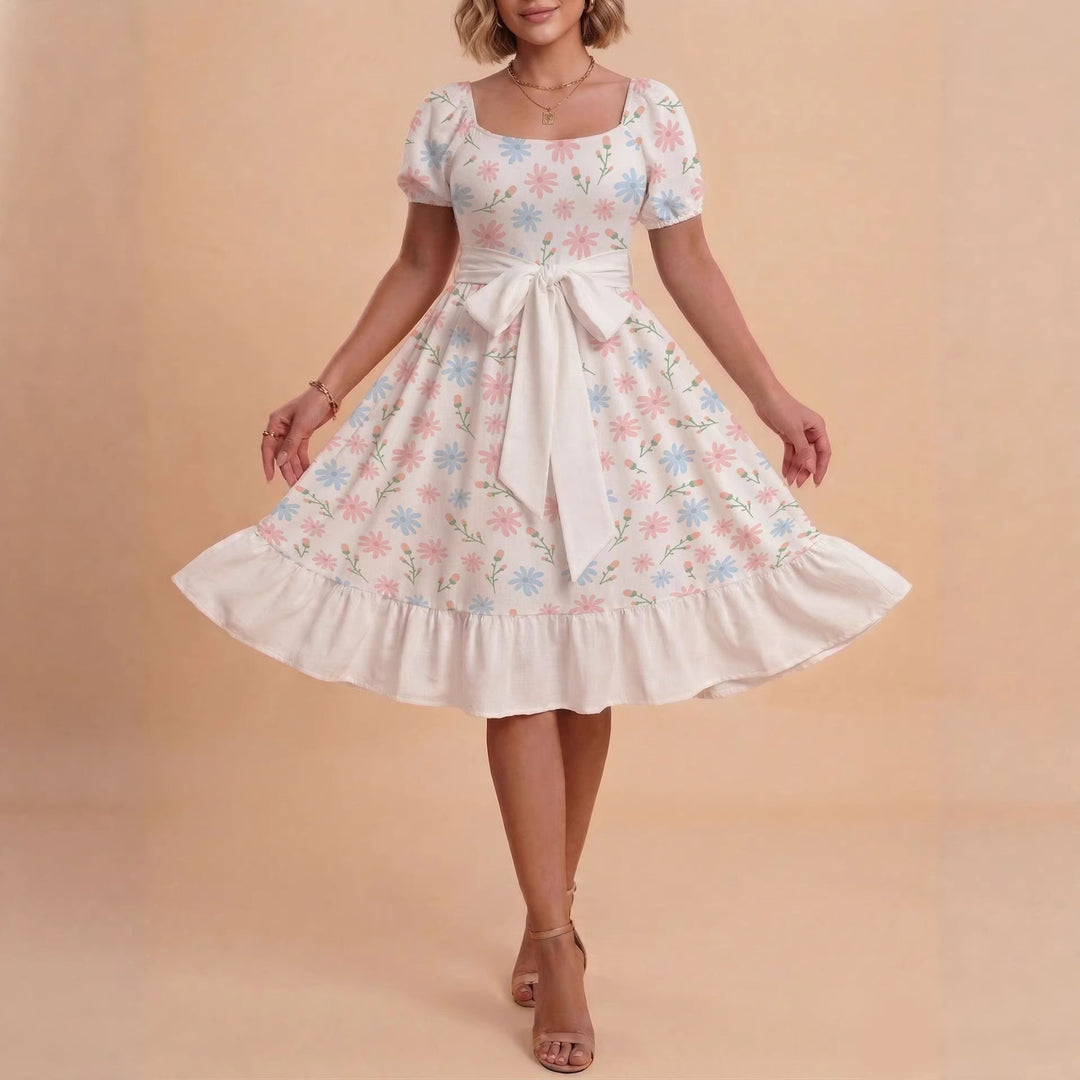 Damen Verspieltes Maxikleid mit Bärenmuster und taillierbarem Band Mirla-Eva Jonsson