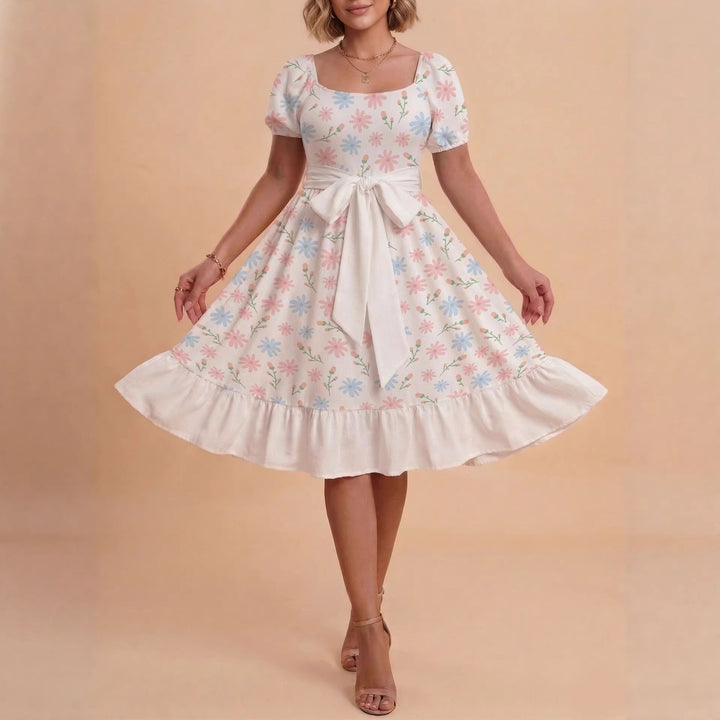 Damen Verspieltes Maxikleid mit Bärenmuster und taillierbarem Band Mirla-Eva Jonsson