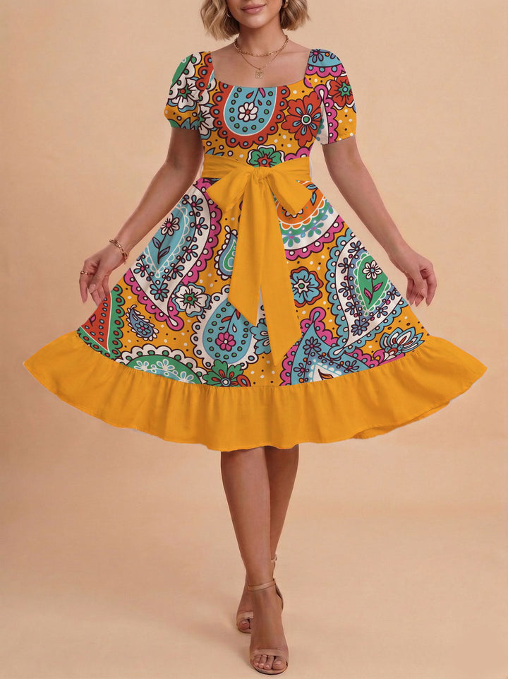 Damen Verspieltes Maxikleid mit Bärenmuster und taillierbarem Band Mirla-Eva Jonsson