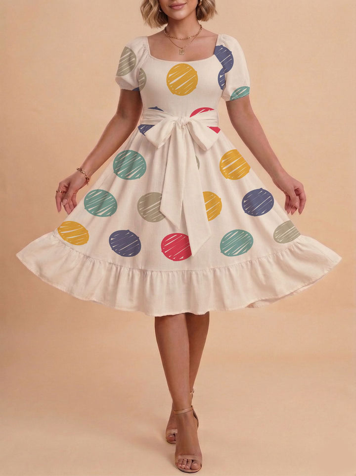 Damen Verspieltes Maxikleid mit Bärenmuster und taillierbarem Band Mirla-Eva Jonsson