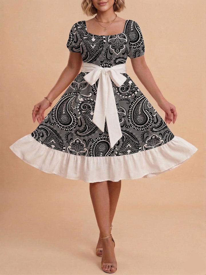 Damen Verspieltes Maxikleid mit Bärenmuster und taillierbarem Band Mirla-Eva Jonsson