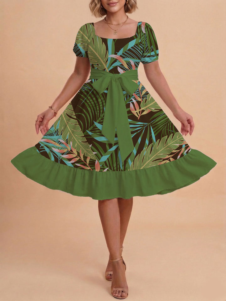 Damen Verspieltes Maxikleid mit Bärenmuster und taillierbarem Band Mirla-Eva Jonsson