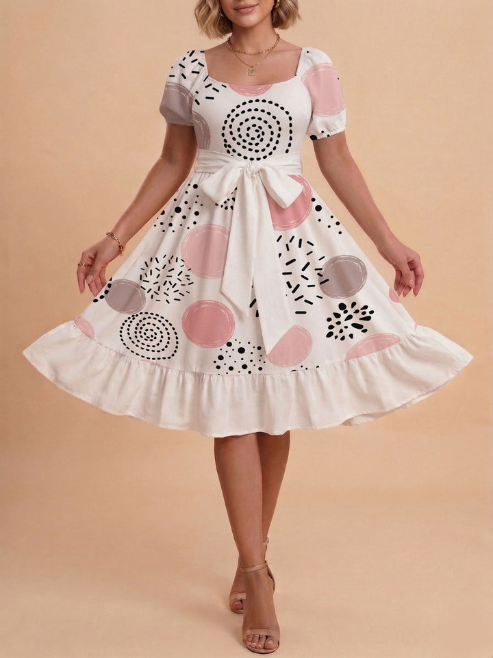 Damen Verspieltes Maxikleid mit Bärenmuster und taillierbarem Band Mirla-Eva Jonsson