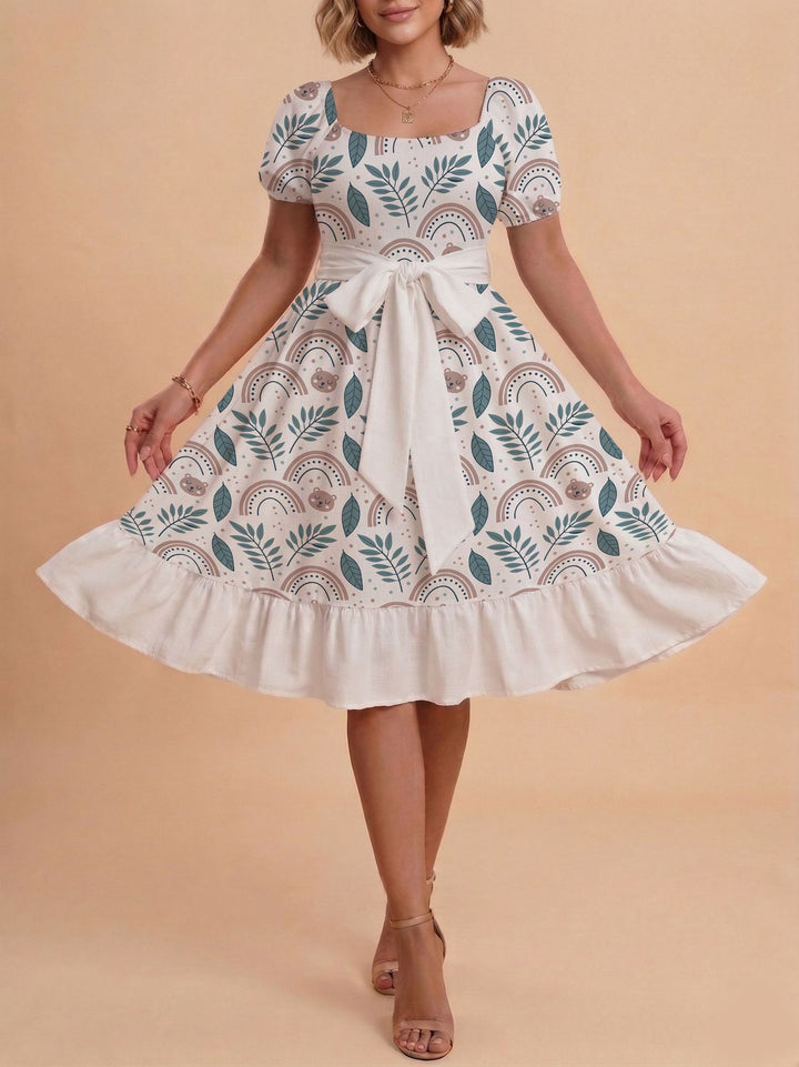 Damen Verspieltes Maxikleid mit Bärenmuster und taillierbarem Band Mirla-Eva Jonsson