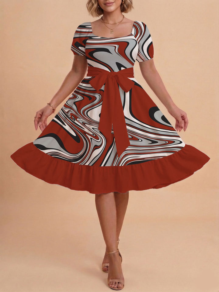 Damen Verspieltes Maxikleid mit Bärenmuster und taillierbarem Band Mirla-Eva Jonsson