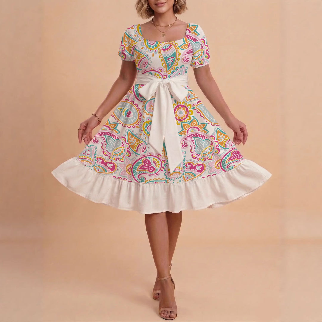 Damen Verspieltes Maxikleid mit Bärenmuster und taillierbarem Band Mirla-Eva Jonsson