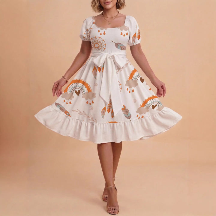 Damen Verspieltes Maxikleid mit Bärenmuster und taillierbarem Band Mirla-Eva Jonsson
