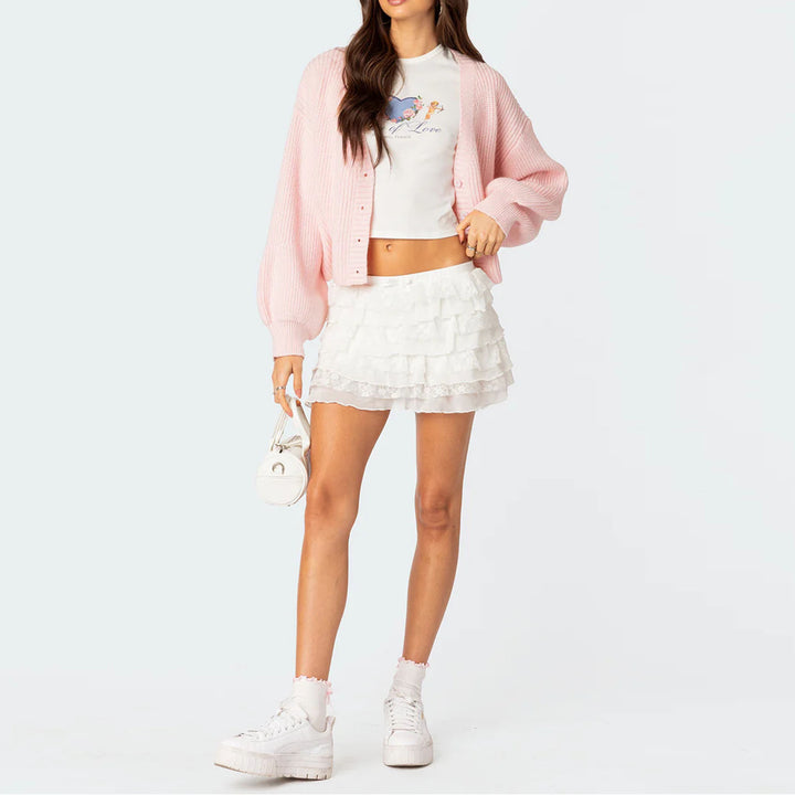 Damen Volantshort med elegant spetsdekoration Mirla-Eva Jonsson