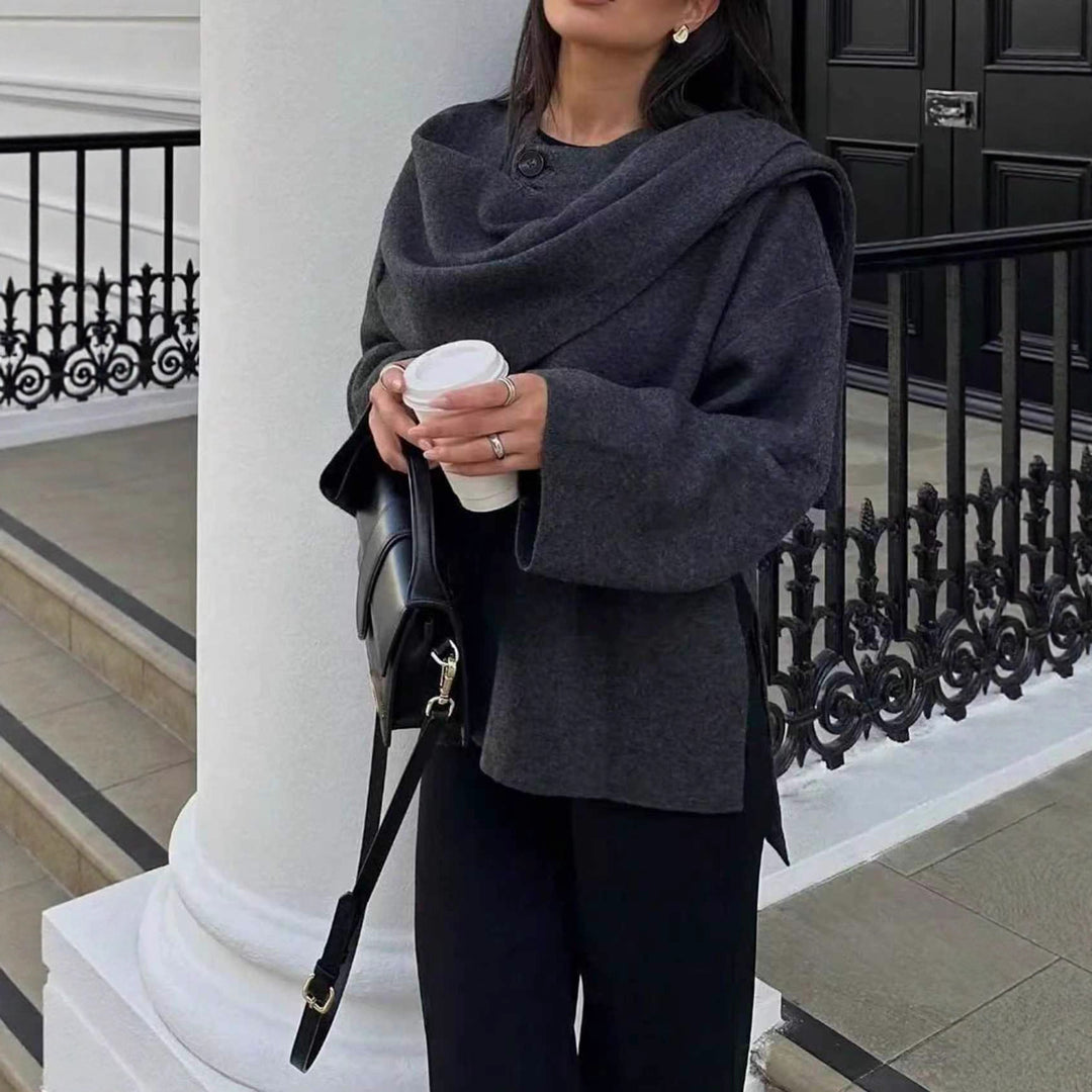 Damen Wickeljacke mit lässigem Schnitt und hochgeschlossenem Design Eva Jonsson-Eva Jonsson