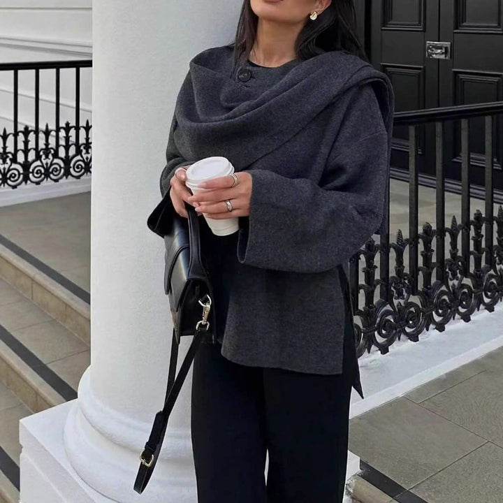 Damen Wickeljacke mit lässigem Schnitt und hochgeschlossenem Design Eva Jonsson-Eva Jonsson
