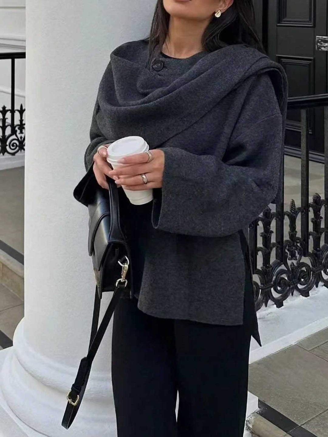 Damen Wickeljacke mit lässigem Schnitt und hochgeschlossenem Design Eva Jonsson-Eva Jonsson