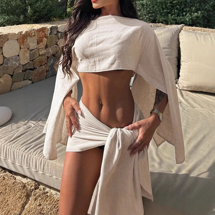 Damen Wickeloberteil mit asymmetrischem Schnitt und eleganten Ärmeln Mirla-Eva Jonsson