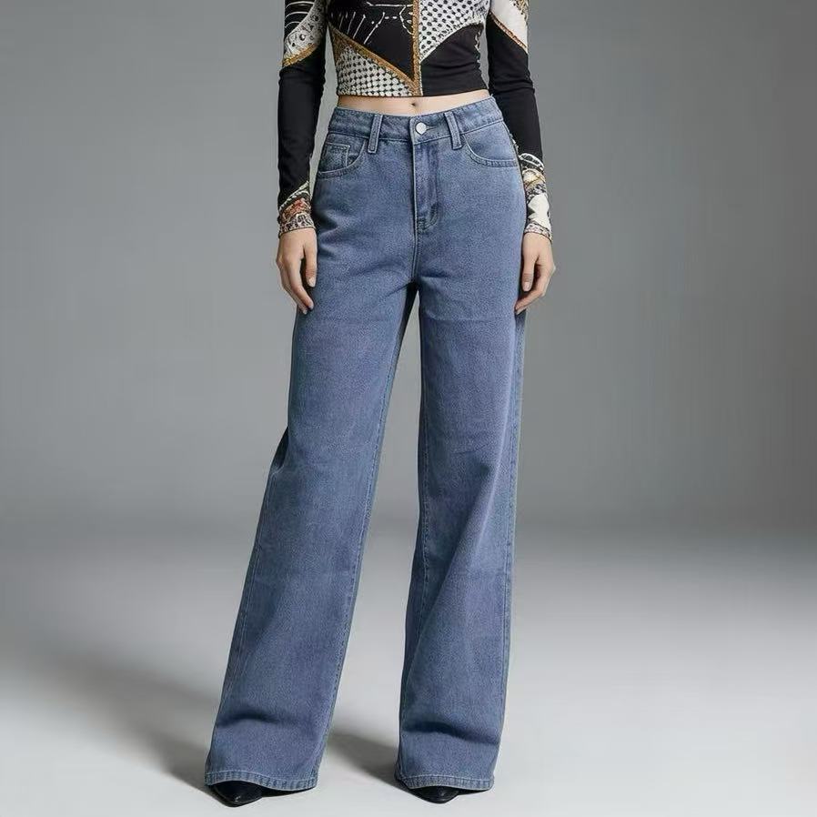 Damen Wide High-Waist Jeans med klassisk skärning och fransade fållar Mirla-Eva Jonsson