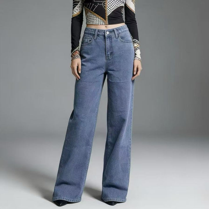 Damen Wide High-Waist Jeans med klassisk skärning och fransade fållar Mirla-Eva Jonsson