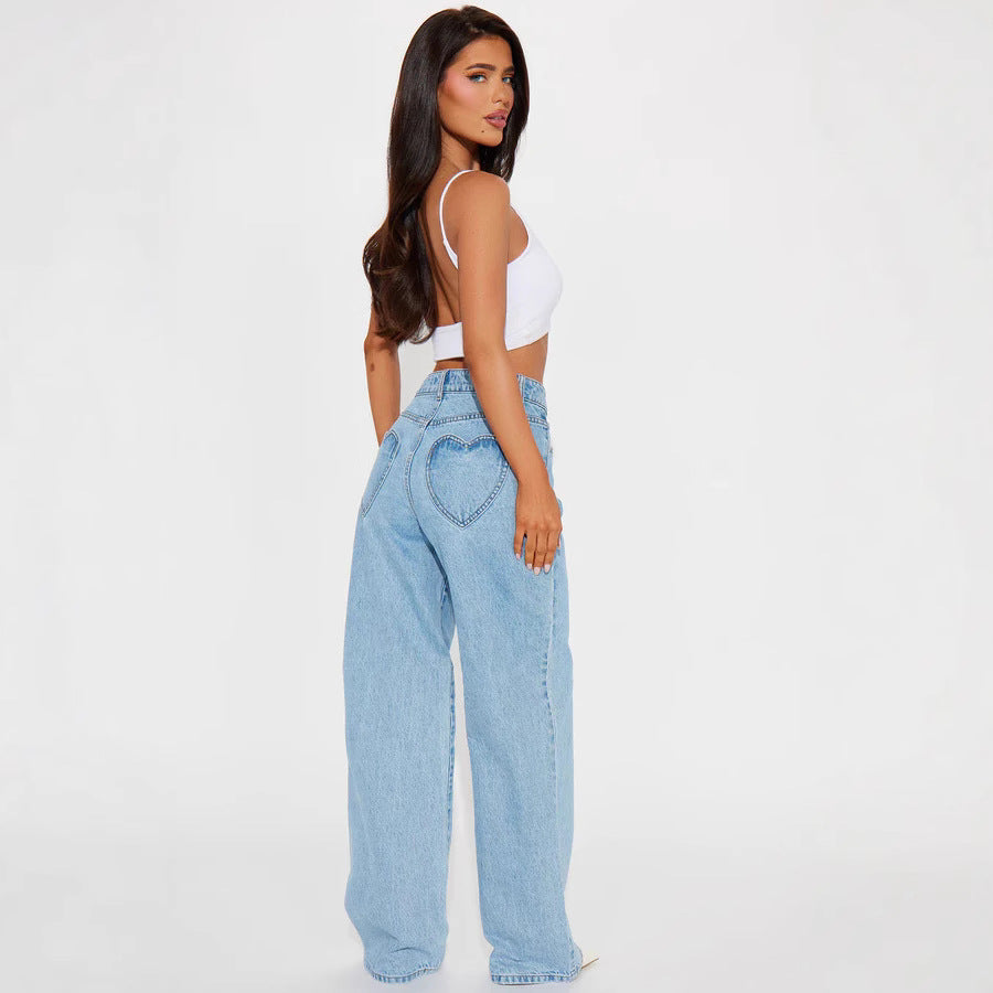 Damen Wide High-Waist Jeans med klassisk skärning och fransade fållar Mirla-Eva Jonsson