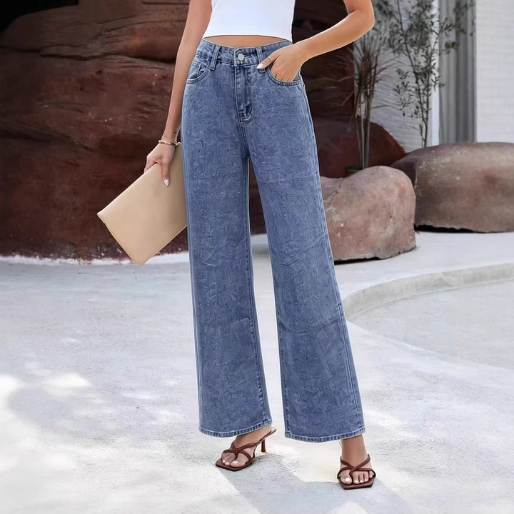 Damen Wide High-Waist Jeans med klassisk skärning och fransade fållar Mirla-Eva Jonsson