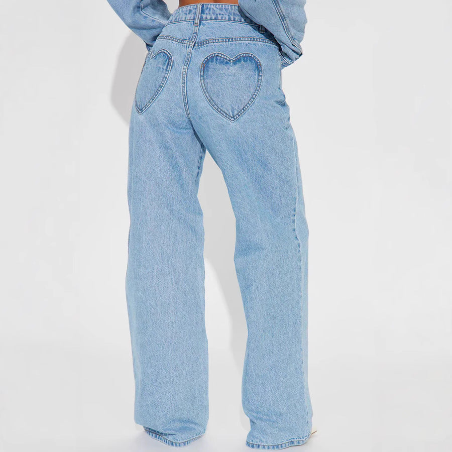 Damen Wide High-Waist Jeans med klassisk skärning och fransade fållar Mirla-Eva Jonsson
