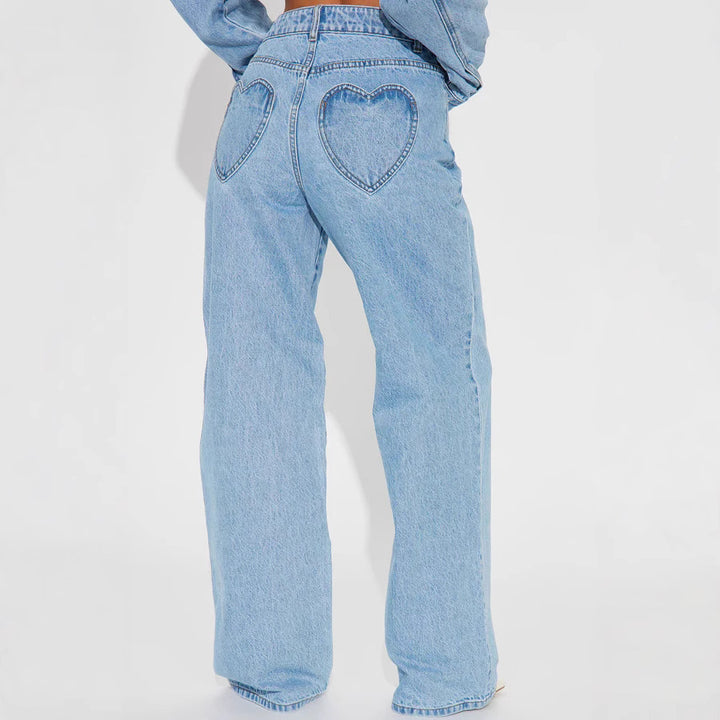 Damen Wide High-Waist Jeans med klassisk skärning och fransade fållar Mirla-Eva Jonsson